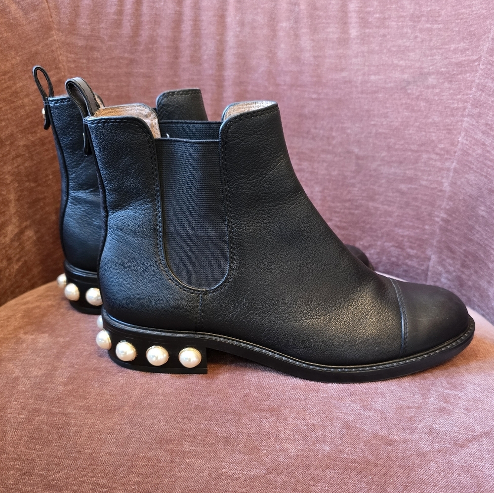 Louise et Cie Combat Leather Ankle Boots with Pearl Accents 😎✨